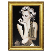 Obraz 75x105cm MARYLIN MONROE ręcznie malowany na płótnie, oprawiony w złotą ozdobną ramę