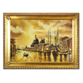 Obraz 75x105cm WENECJA ręcznie malowany na płótnie, oprawiony w złotą ozdobną ramę
