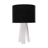 Lampa stojąca stołowa OLIVIA 30cm czarna welurowa, biały trójnóg