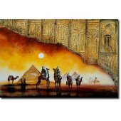 Obraz 60x90cm malowany ręcznie motyw egipski piramida płótno